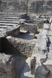 Sitio arqueológico minoico de Phaistos. El santuario tripartito. Phaistos, Creta