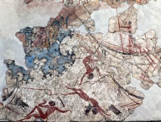 Pintura mural minoica de la antigua Thera