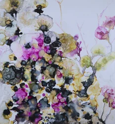 Flores abstractas en oro rosa