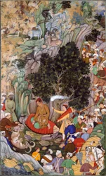 Akbar ordenando el cese de la matanza en 1578, c.1595 (gouache sobre papel)