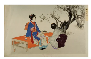 Mirando los ciruelos en flor. De la serie Modern Beauties, c.1897-1899 (xilografía sobre papel)