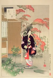 Ceremonia del té: una mujer de la era Hoei, de la serie 