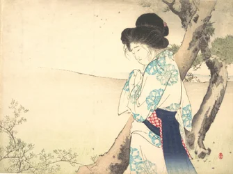 La mujer loca de Yawata (Yawata no kyojo) del frontispicio de una novela