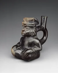 Botella con figura sentada, siglo II-V