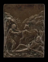 Caco robando el ganado de Gerión de Hércules, finales del siglo XV - principios del siglo XVI