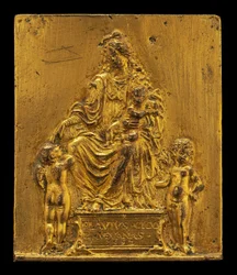 Madonna y Niño Entonizados con Dos Ángeles