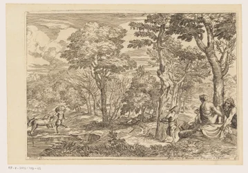 Paisaje forestal con sátiros. Paisajes después de Tiziano (título de la serie)