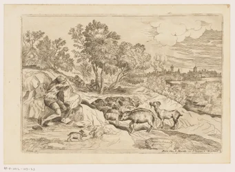 Paisaje con tres pastores descansando con un rebaño Paisajes después de Tiziano (título de la serie)
