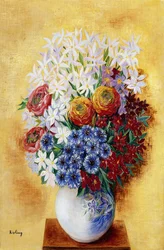 Ramo de flores sobre fondo amarillo; Bouquet au Fleurs sur Fond jaune, c.1934 (óleo sobre lienzo)