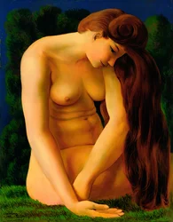 Desnudo sentado en la hierba