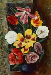 Jarrón de tulipanes (óleo sobre lienzo)