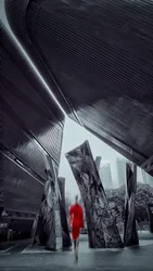 Paseo por la ciudad del vestido rojo