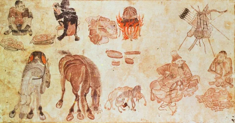 Campamento nómada mongol (vitela)