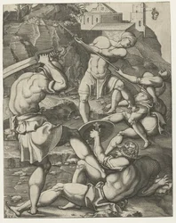 Batalla entre cinco soldados romanos
