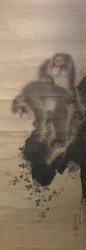 Monos jugando con un cangrejo