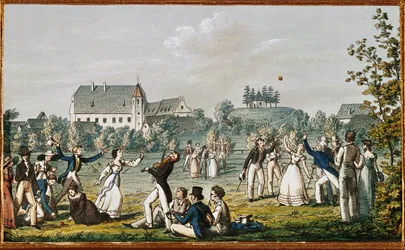 Un partido de pelota en Atzenbrugg ... (grabado)
