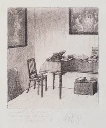 Vista de la habitación de Franz Schubert (grabado)