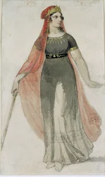 Diseño de vestuario para Medea, heroína de una de las obras de Franz Grillparzer ...