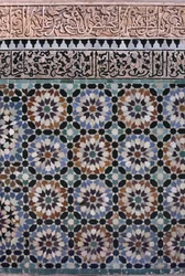 Muro del patio principal (detalle), construido por los Saadíes en 1565