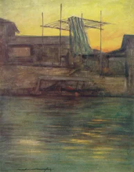 Un canal trasero, Osaka, c. 1887, 1901