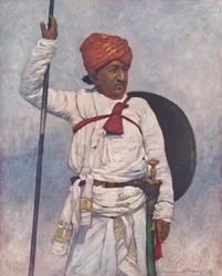 Un retenedor armado de los jefes de Bombay, 1903