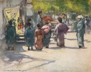 Frente al puesto, c1887, 1901