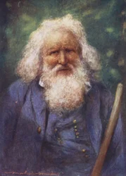 Un mendigo ciego (litografía en color)