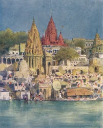 Festival del río en Benarés, 1905
