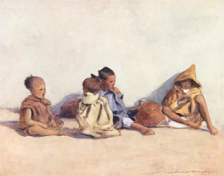 Niños del mundo: Moros, jugando (litografía en color)