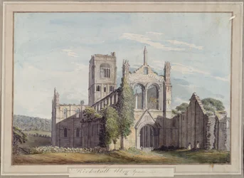Vista noroeste de la Abadía de Kirkstall, 1777