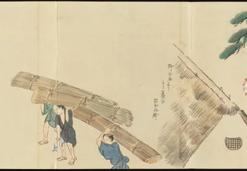 Ilustraciones de la producción de té de Uji