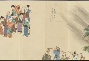 Ilustraciones de la producción de té de Uji