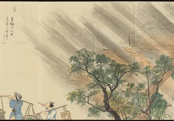 Ilustraciones de la producción de té de Uji