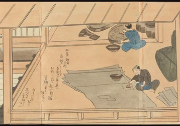 Ilustraciones de la producción de té de Uji