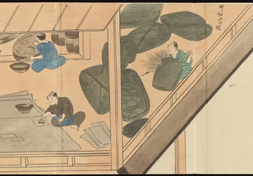Ilustraciones de la producción de té de Uji