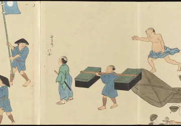 Ilustraciones de la producción de té de Uji