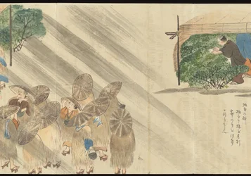 Ilustraciones de la producción de té de Uji