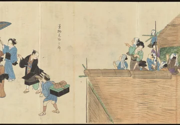 Ilustraciones de la producción de té de Uji