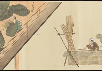 Ilustraciones de la producción de té de Uji