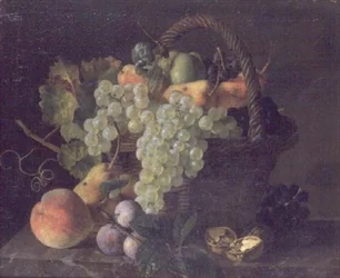 Naturaleza Muerta de Frutas en una Cesta