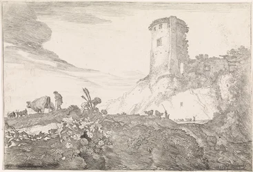 paisaje con torre redonda Paisajes arcádicos (título de la serie)