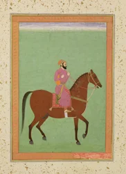 Un Amir Mughal a caballo, c.1670-80, del Gran Álbum Clive