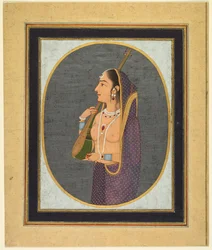 Dama de la corte cantando y tocando la vina, c. 1760