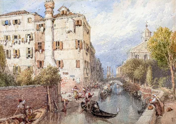 Un canal lateral en Venecia (acuarela)