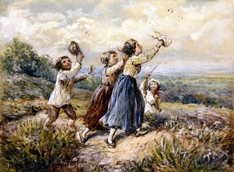 Niños Persiguiendo Mariposas