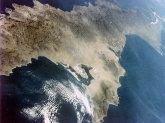Baja California vista desde el segundo vuelo del transbordador espacial, noviembre de 1981