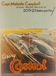 Póster publicitario de Castrol, con Bluebird, 1928