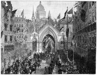La procesión en Ludgate Hill, Día de Acción de Gracias, Londres