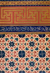 Decoración arquitectónica, trabajo en mosaico, incluyendo borde, pub. 1883