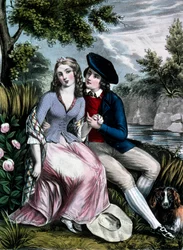 el poeta escocés Robert Burns seduciendo a su montañesa Mary Campbell